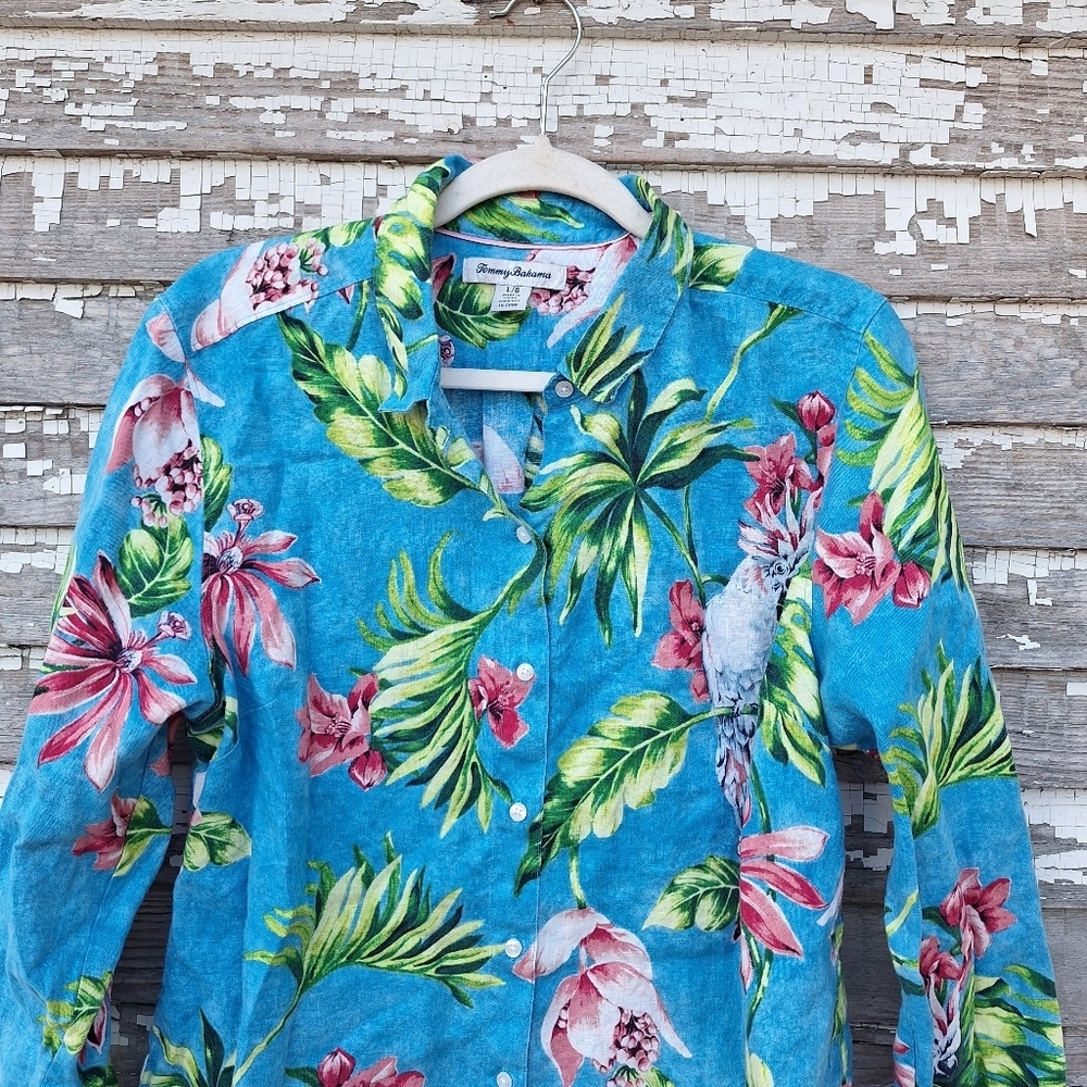 Tommy Bahama Blue Tropical Floral Button-Up Shirt - Women's - Picture 2 of 6